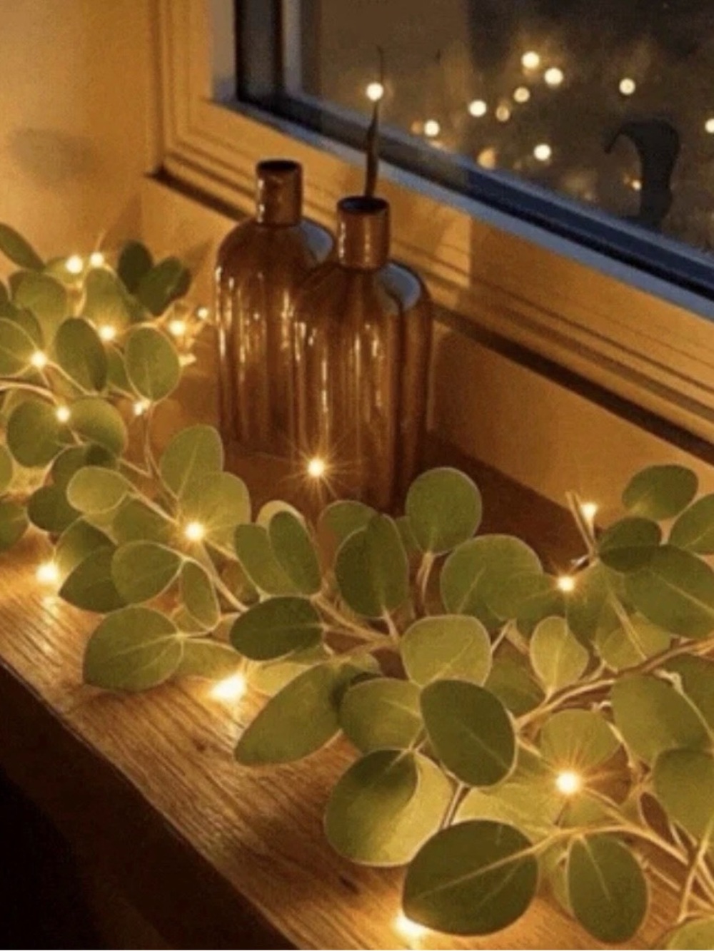 Green Eucalyptus Garland with Warm White LED Lights Holiday or Not - Picture 2 of 9